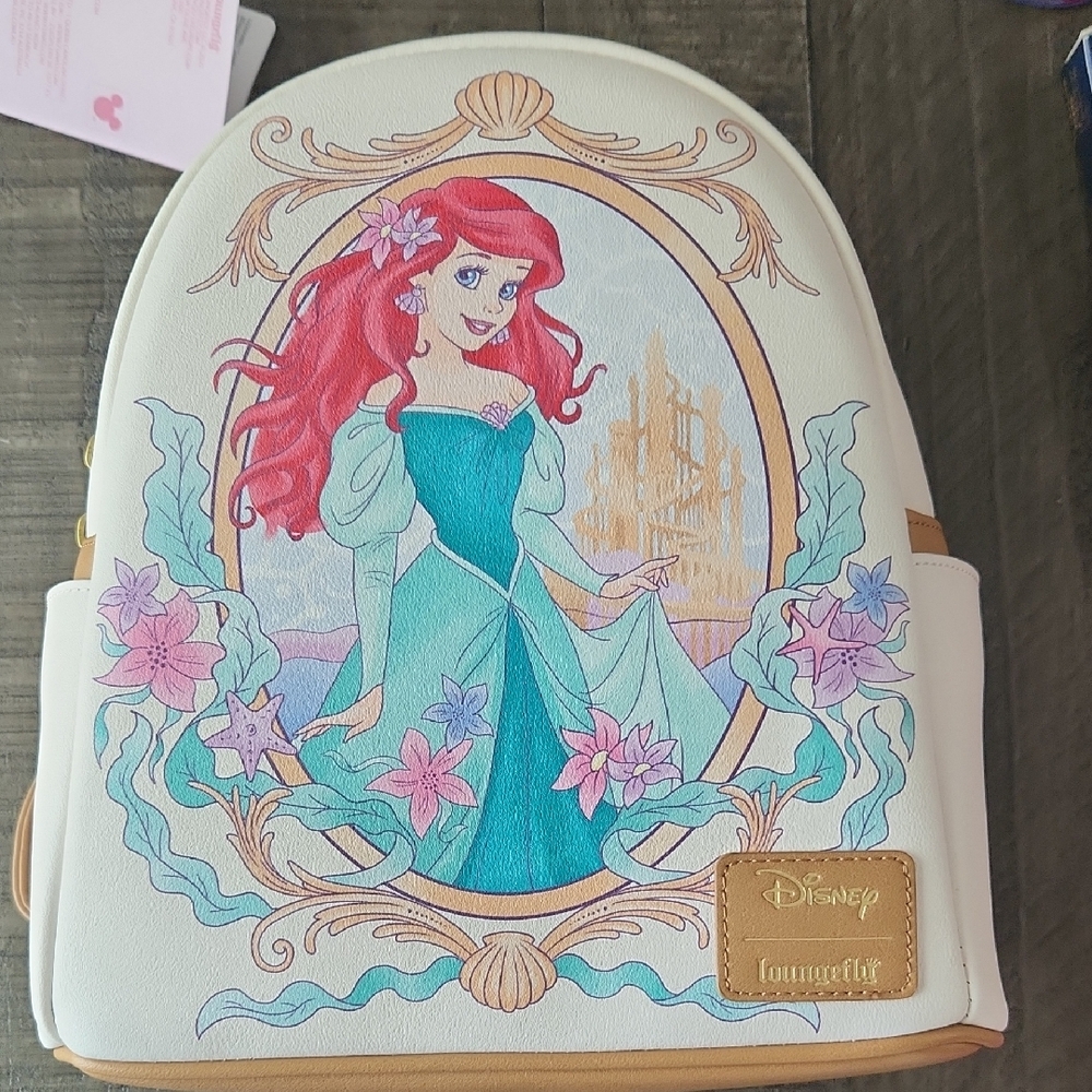Loungefly Soft Tag Ariel Illustration Mini Backpack - Teal & Red